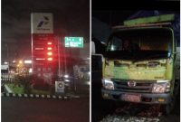 Foto: SPBU Kadipiro, dan Truk yang diduga pengangsu solar subsidi.