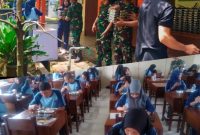 Anggota Kodim Pati nampak sedang membantu pendistribusian program MBG disejumlah sekolah di Pati.