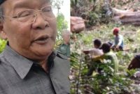Foto: Kiri, Warsit anggota DPRD Blora, dan lokasi penebangan pohon tumbang milik Perhutani. (Dok. Ist)