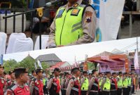 Foto: Gelar pasukan Polres Demak persiapan pengamanan tradisi Megengan. (Kolase foto)