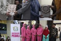 Kegiatan baksos Polres Demak dengan mahasiswa di pesisir pantai.