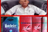 Kolase Foto: tampilan rokok ilegal dan diduga Bos rokok ilegal. 