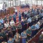 Suasana shalat ghaib Sesko TNI untuk 3 polisi yang gugur di Lampung.