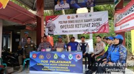 Pos PAM operasi ketupat 2025 Ditpolairud Polda Jateng, saat lakukan pengamanan obyek wisata waduk.