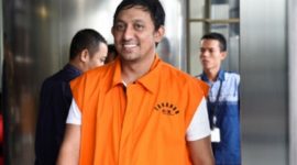 Fahd El Fouz alias Fahd A Rafiq, saat menjadi tersangka korupsi pengadaan kitab suci Al-Qur'an 2017 lalu.