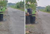 Kondisi jalan Randublatung-Cepu di Kabupaten Blora.
