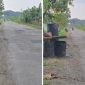 Kondisi jalan Randublatung-Cepu di Kabupaten Blora.