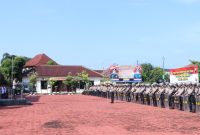 Ratusan personel Polres Jepara saat ikuti latihan pengendalian Massa (Dalmas).