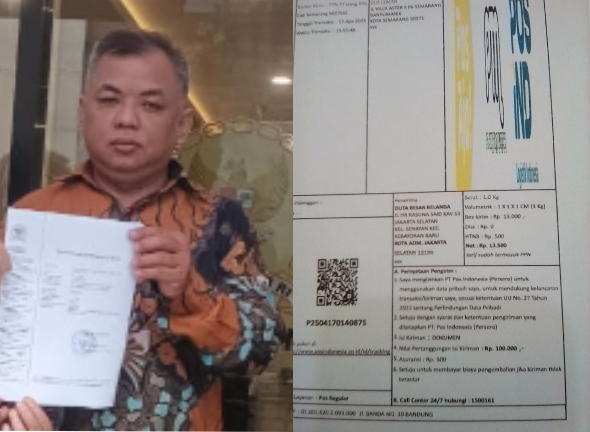 Dari kiri, Gus Leman, dan surat dari Gus Leman ditujukan Duta Besar Belanda di Jakarta. 