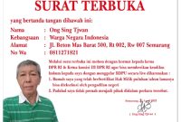 Isi surat terbuka dari Ong Sing Tjwan kepada DPR RI.