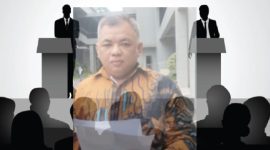 Gambar: Ilustrasi debat terbuka, nampak gambar Gus Leman.