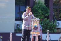 Kapolres Jepara AKBP Erick Budi Santoso, saat memberikan pengarahan kepada personelnya.