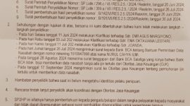 Foto: Surat Pemberitahuan Perkembangan Hasil Penyelidikan (SP2HP) dari Polres Salatiga, tanggal 8 Oktober 2024.