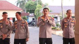 Kapolres Jepara AKBP Erick Budi Santoso, saat memimpin kegiatan Tactical Floor Game (TFG) sebagai bentuk kesiapan pengamanan seluruh rangkaian kegiatan May Day di Kudus.