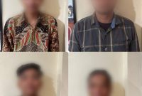 Foto blur: 4 pelaku terduga pengeroyokan saat diamankan Polres Demak.