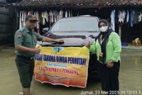 Yayasan Tunas Rimba Perhutani bersama KPH Semarang, saat menyalurkan bantuan sembako dan pakaian layak pakai di desa Sukorejo Kec. Tegowanu Kab. Grobogan.