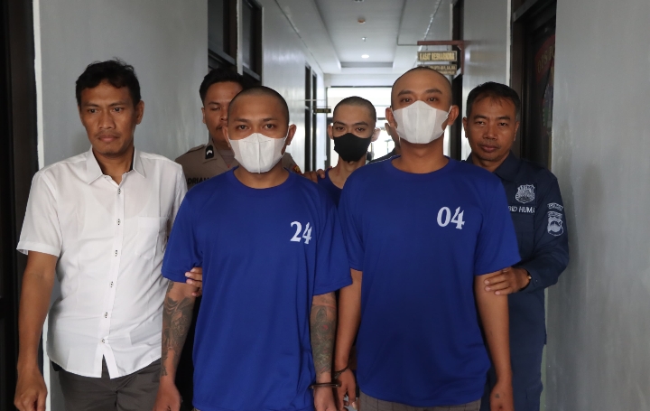 3 pelaku pembacokan saat digelandang Satreskrim Polres Demak.