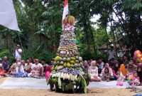 Acara tradisi sedekah bumi desa Kalirejo, Kec. Wirosari, Kab. Grobogan. Nampak gunungan hasil bumi dipersembahkan ditengah-ditengah warga masyarakat setempat.