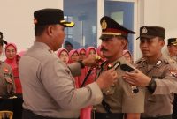 Kapolres Blora, AKBP Wawan Andi Susanto, saat pimpin Sertijab 3 Kapolsek.