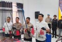 Kapolres Grobogan AKBP Ike Yulianto, saat mengungkap 38 kasus kejahatan selama 17 hari operasi Aman Candi 2025.
