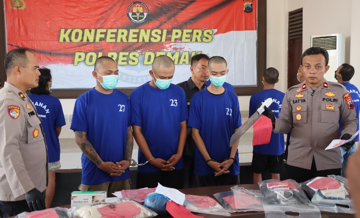 Polres Demak, saat mengungkap sejumlah kasus dalam Operasi Aman Candi 2025.