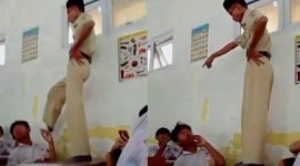 Tangkapan layar HP: Nampak seorang guru sedang memarahi siswa hingga melakukan dugaan penganiayaan.