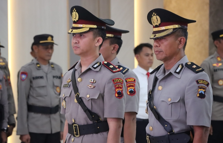 Polres Demak saat gelar Sertijab Wakapolres, PJU, dan Kapolsek Gajah.