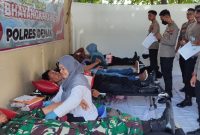 Polres Demak saat gelar donor darah, untuk menyambut Hari Bhayangkara ke 79.