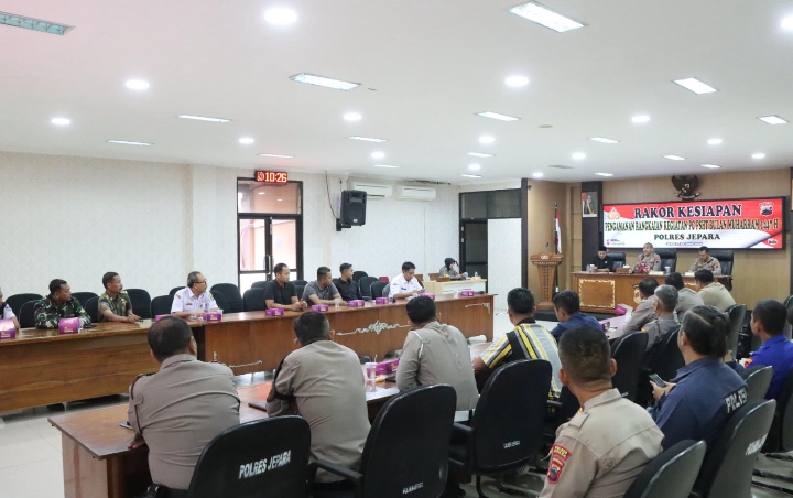 Polres Jepara saat rapat koordinasi dengan berbagai instansi di aula Mapolres setempat, pada Rabu (18/6/2025).