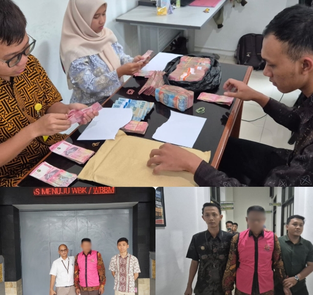 Foto kolase: MA Kades Cangkring, Kecamatan Tegowanu, saat diamankan Kejari Grobogan.