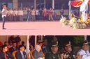 Suasana Upacara Hari Bhayangkara ke 79 di Mapolres Grobogan. Nampak Bupati Setyohadi pimpin upacara atau sebagai inspektur upacara.