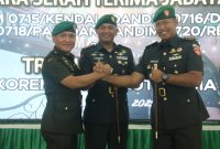 Serah Terima Jabatan Komandan Kodim 0718/Pati (Dandim) di lingkungan Korem 073/Makutarama. Nampak  Letkol Inf. Jon Young Saragi (kiri). Selasa 2 Juli 2025