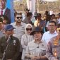 Suasana kegiatan penanaman jagung bersama Kapolri Listyo Sigit, Mentan, Wamentan, Menteri Kehutanan, dan Ketua Komisi IV DPR RI Titiek Soeharto, di Perhutanan sosial, Desa Selojari, Kec. Klambu, Kab. Grobogan.