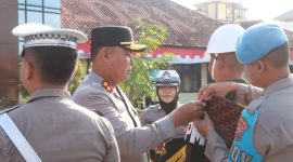 Kapolres Blora, AKBP Wawan Andi Susanto, saat upacara gelar operasi patuh candi 2025.