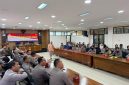 Puluhan personel Polres Jepara, saat mengikuti kegiatan pelatihan public speaking di aula Mapolres setempat, pada Kamis (17/7/2025).