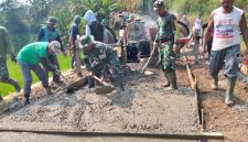 Kegiatan pembangunan betonisasi TMMD Sengkuyung Tahap III, di Desa Sentul, Kec. Cluwak, Kab. Pati, hari ke 5 telah mencapai 16 persen atau 100, 8 meter.