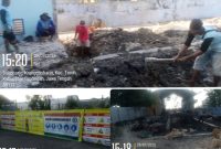 Lokasi rehabilitasi pembangunan perluasan gedung pengujian kendaraan bermotor Dishub Grobogan. Nampak para pekerja proyek tak mengenakan K3, sementara di pagar proyek terpampang jelas kewajiban mengenakan K3.