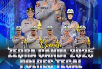 Baner pemberitahuan Polres Tegal gelar Operasi Zebra candi 2025.