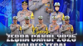 Baner pemberitahuan Polres Tegal gelar Operasi Zebra candi 2025.