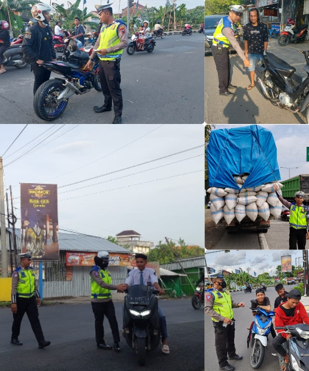 Sejumlah pelanggar lalu lintas saat ditindak Polantas Polres Demak.