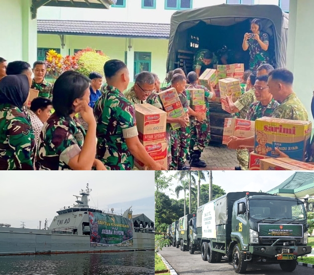 Suasana pengiriman bantuan kemanusiaan untuk korban bencana di Aceh dan Sumatera. Senin (8/12/2025).
