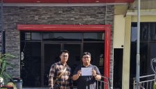 Ardianto usai melaporkan dugaan tindakan kekerasan dan penyekapan di Polrestabes Semarang.