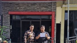 Ardianto usai melaporkan dugaan tindakan kekerasan dan penyekapan di Polrestabes Semarang.