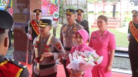 Suasana kegiatan pisah sambut Sertijab Kapolres Demak. AKBP Ari Cahya Nugraha resmi diganti AKBP Arrizal Samelino.