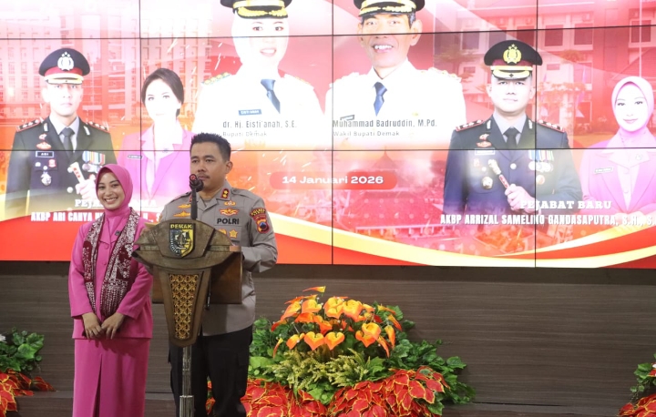 Kapolres Demak AKBP Arrizal Samelino Gandasaputra, saat memberikan sambutan.