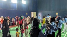 Mahasiswa KKN MIT ke 21 UIN Walisongo saat gelar senam bersama warga.