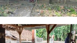 Foto atas: sebelum direhab. Foto bawah: kondisi rehab baru mencapai 50 persen. Ini adalah satu dari 10 penerima manfaat yang terhenti pembangunannya karena faktor.