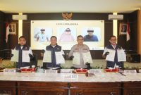 Polda Jateng, saat konferensi pers ungkap dugaan tindak pidana korupsi dalam proses pengajuan dan realisasi kredit di Perumda BPR Bank Purworejo yang diduga berlangsung selama kurun waktu 2013 hingga 2023.
