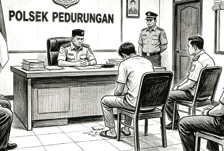 Gambar ilustrasi: Satu pelaku diamankan di kantor polisi.