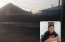 Kolase foto: Nampak tumpukan batu split dari pabrik pengolahan batu, dan kepala SPPG Sucenjurut Engah Muhammad Hanif Hidayat.